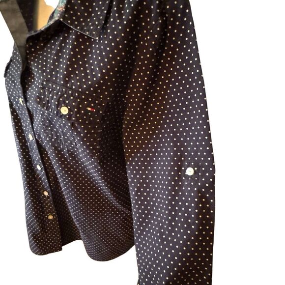 Tommy Hilfiger Womens Top,  Blouse, Size XL, Navy Blue with Polka Dots, Long Sle - Picture 3 of 9